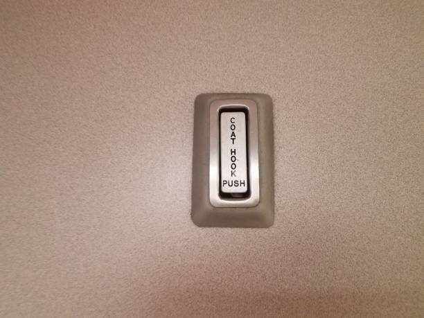 istock metal coat hook with push sign on wall 1201005095