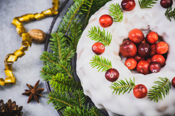 istock Festive Christmas Cake Decorated with Icing 1201005468