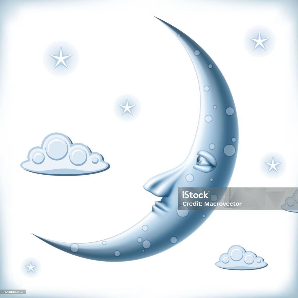Blue Moon Vector Blue Moon Stock Illustration - Download Image Now - Anthropomorphic ...