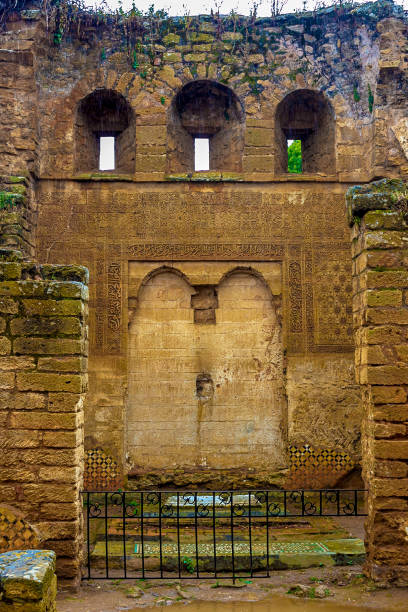 Ruins of the Roman city known as Sala Colonia and the Islamic complex of Chellah, mosque and minaret ruined. Ruins of the Roman city known as Sala Colonia and the Islamic complex of Chellah, mosque and minaret ruined. Chellah is the necropolis of Rabat. Morocco. sala colonia stock pictures, royalty-free photos & images