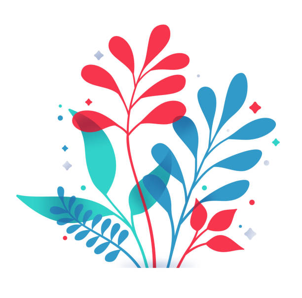 Plant decorative glowing leaves branch design.