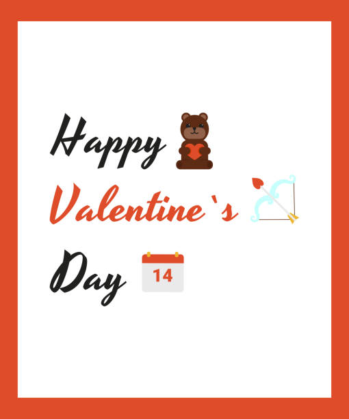 발렌타인 데이 카드, 곰, 달력, 활과 화살 - calendar wall valentines day cute stock illustrations