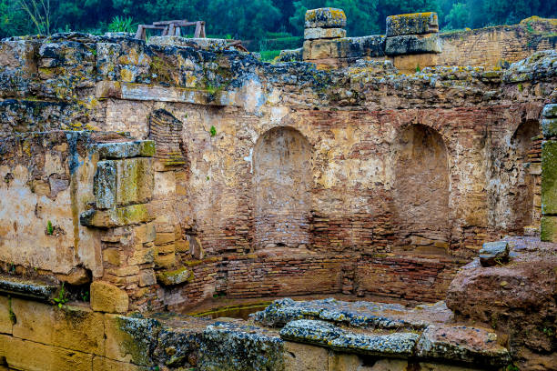 Ruins of the Roman city known as Sala Colonia and the Islamic complex of Chellah, mosque and minaret ruined. Ruins of the Roman city known as Sala Colonia and the Islamic complex of Chellah, mosque and minaret ruined. Chellah is the necropolis of Rabat. Morocco. sala colonia stock pictures, royalty-free photos & images