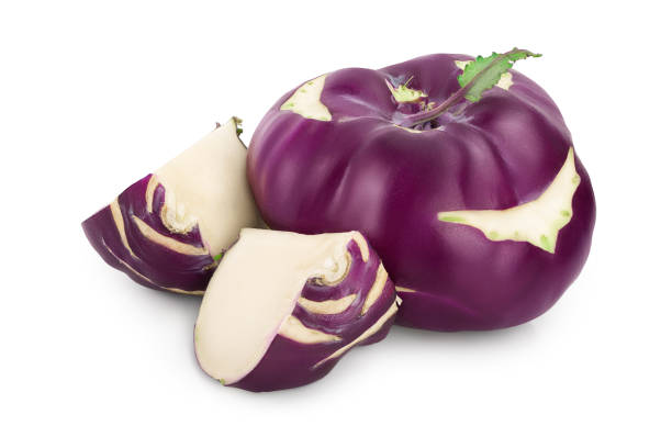 istock Cabbage kohlrabi and half isolated on white background closeup 1201010069