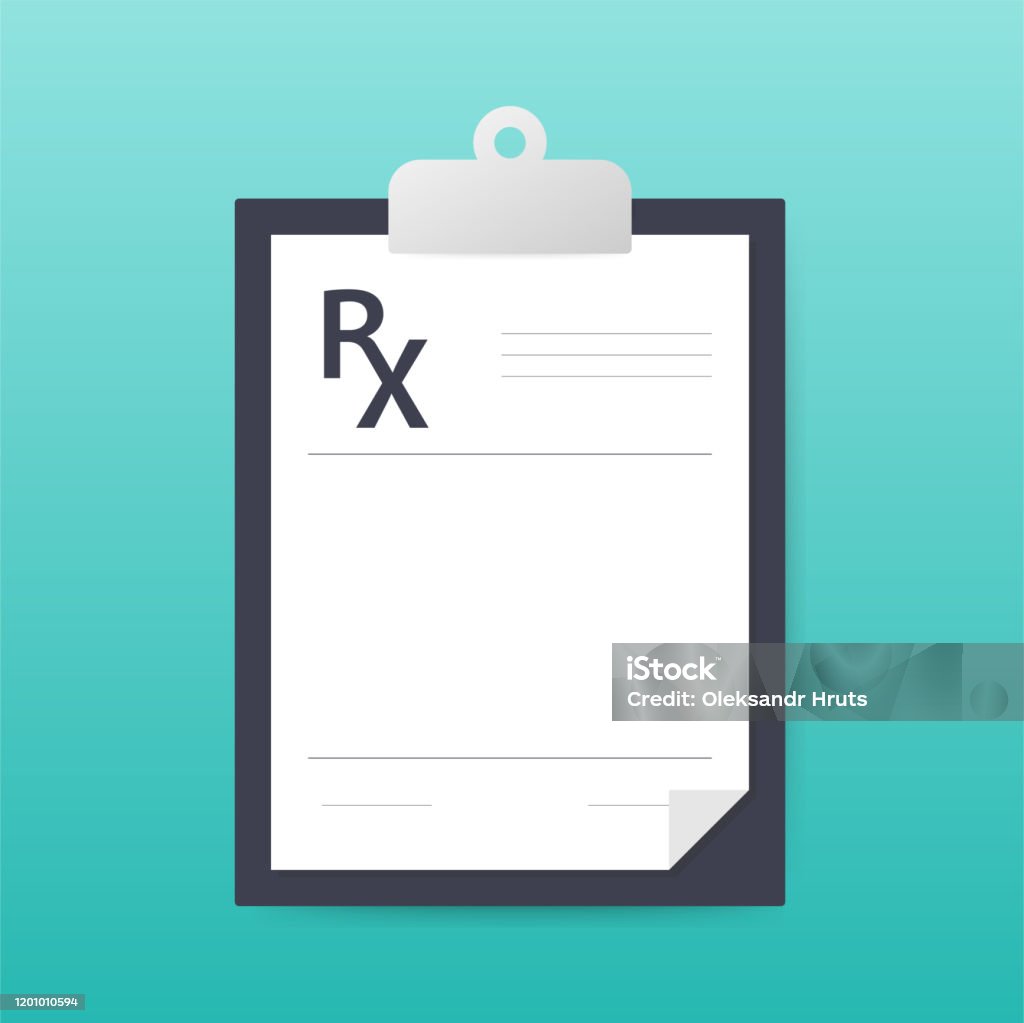 Blank Rx Prescription Form Isolated On White Background Vector Stock Blank Rx Prescription Form Isolated On White Background Vector Stock