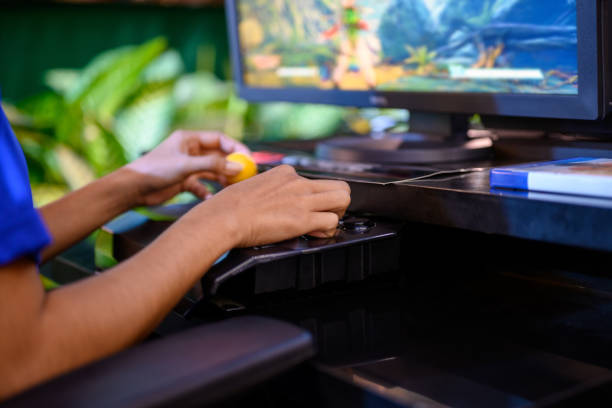 istock Focused gamer on his game 1201011269