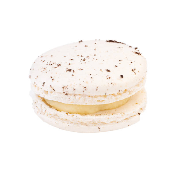 istock Single Macaroon Cookie. Detailed Close Up Studio Shoo Isolated on White Background 1201011413