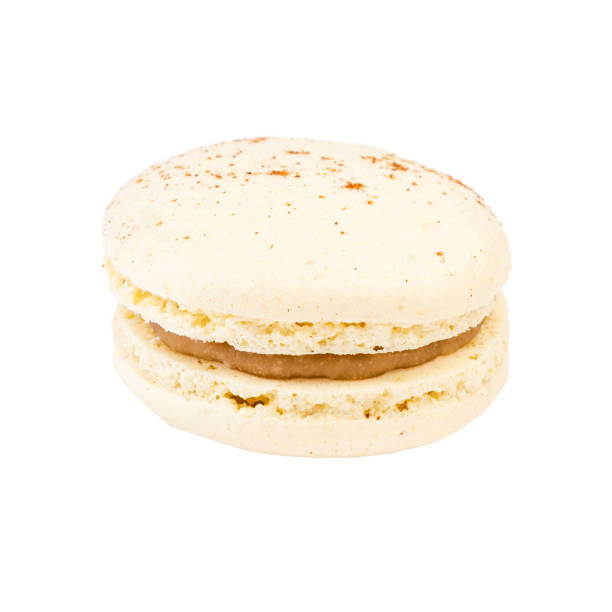 istock Single Macaroon Cookie. Detailed Close Up Studio Shoo Isolated on White Background 1201011431