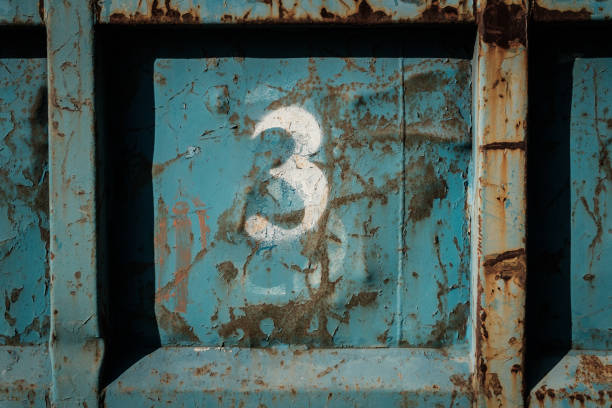 istock number 3 (three) painted on vintage metal background - 1201013072