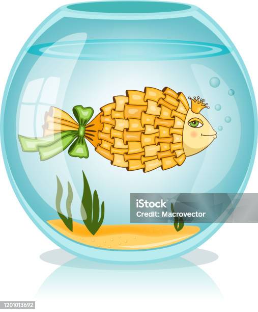 Goldfish Bowl Stock Illustration - Download Image Now - Animal, Animal Fin, Aquarium