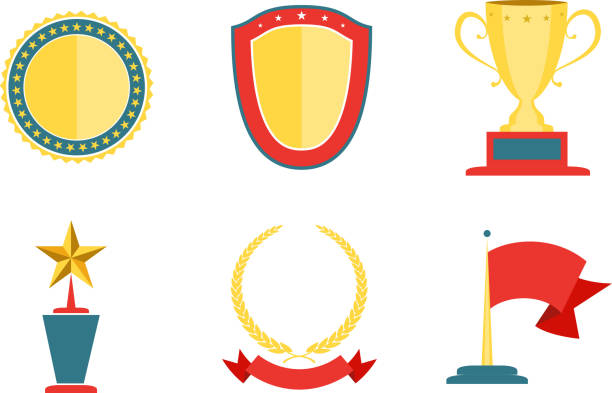 badges Award badges collection, achievement and success vector illustration gamification badge stock illustrations