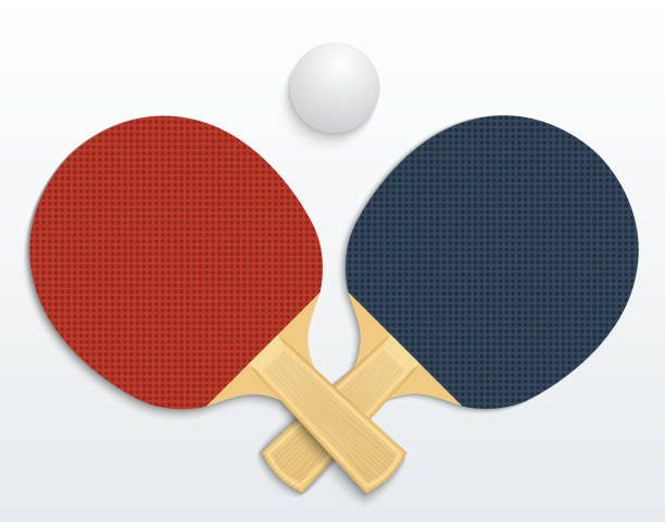 table tennis Two table tennis rackets and a ball vector illustration isolated table tennis racket stock illustrations