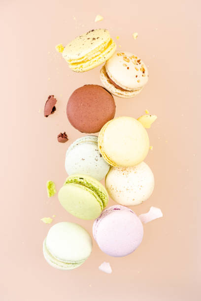 istock Flying Macaroons Cookies. Creative Food Photography 1201016161