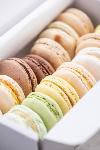 istock Box with Colorful Pastel Macaroons Cookies 1201017522
