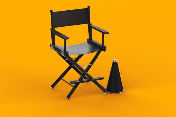 3d Rendering Film Industry Concept on yellow background