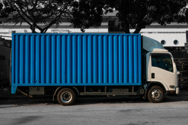 Cargo delivery truck isolated with copy space