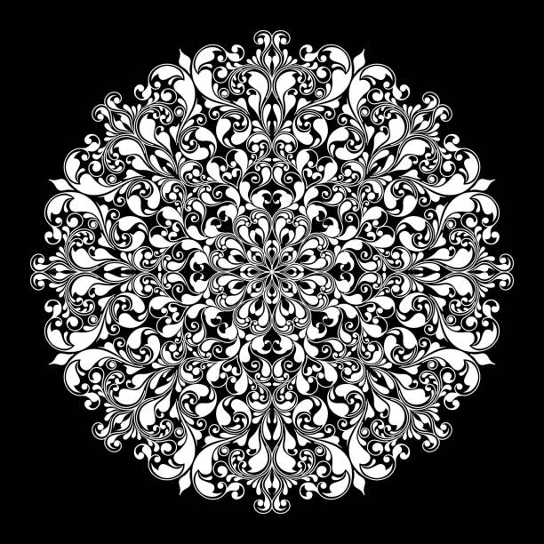 ilustrações de stock, clip art, desenhos animados e ícones de ornamental round pattern -var_131204 - doily lace kaleidoscope crochet