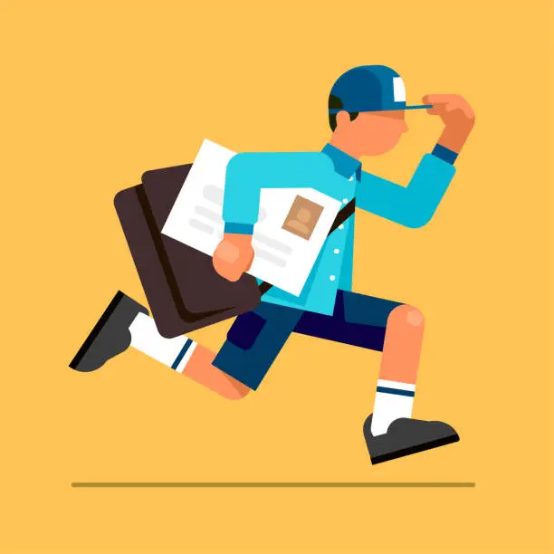 Vector illustration of Postman Delivering Mail