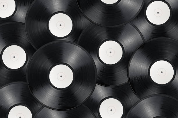 istock Pile of vinyl records as background. Flat lay 1201029312
