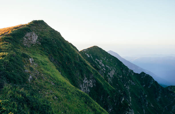 Aerial view of beautiful mountains at morning.