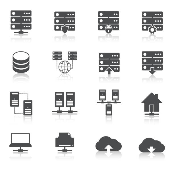 illustrazioni stock, clip art, cartoni animati e icone di tendenza di icona di hosting - connection node computer network communication