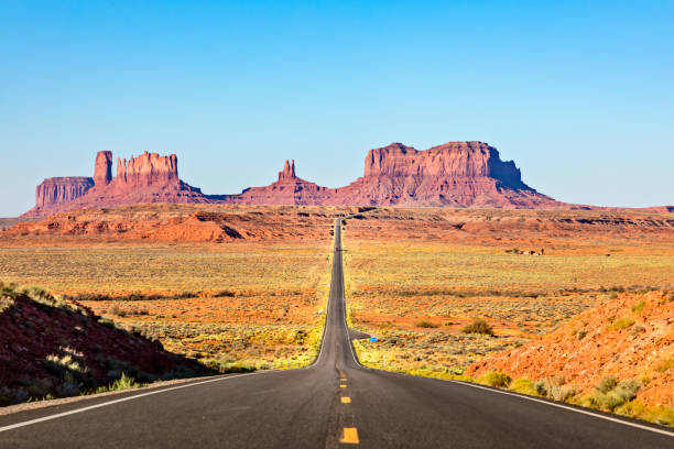Scenic Road leading to Monument Valley stock photo