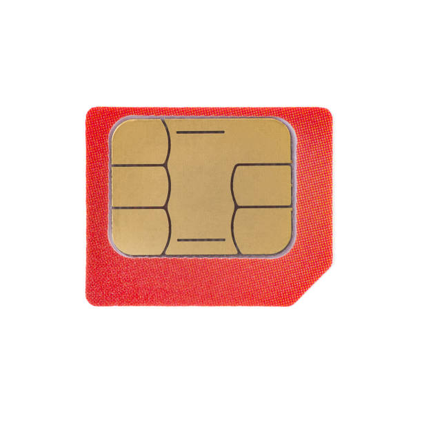 istock red SIM card isolated on white background, close-up, macro, high resolution, mock up 1201043185
