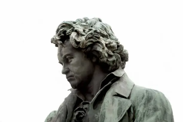 Monument of Ludwig van Beethoven in Vienna from 1870 with white background