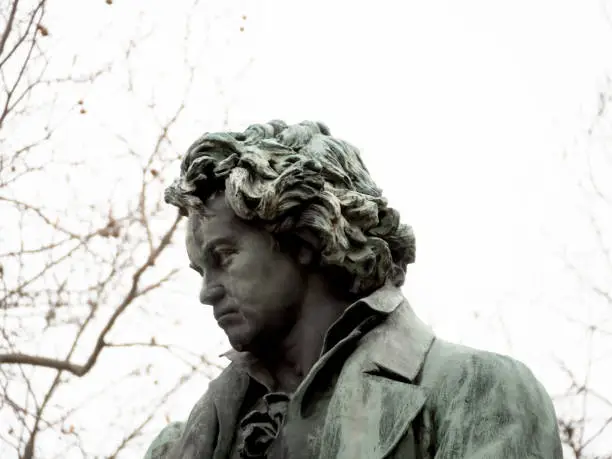 Monument of Ludwig van Beethoven in Vienna from 1870 with white background