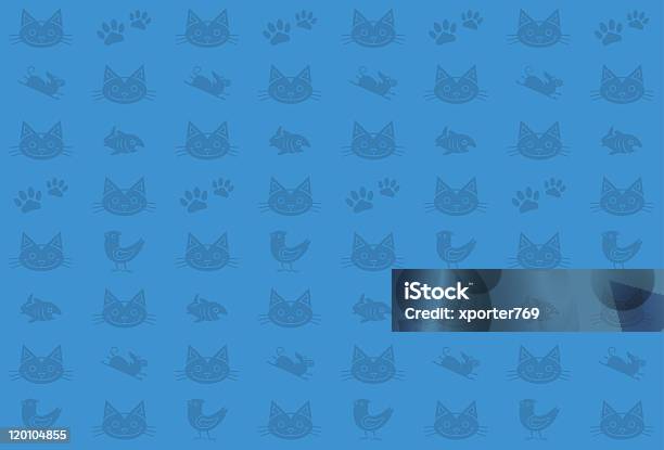 Sem Costura Padrão De Gato - Arte vetorial de stock e mais imagens de Azul - Azul, Pegada de pata de animal, Plano de Fundo