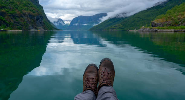 istock Tourist on Stegastein viewpoint, Norway 1201049099