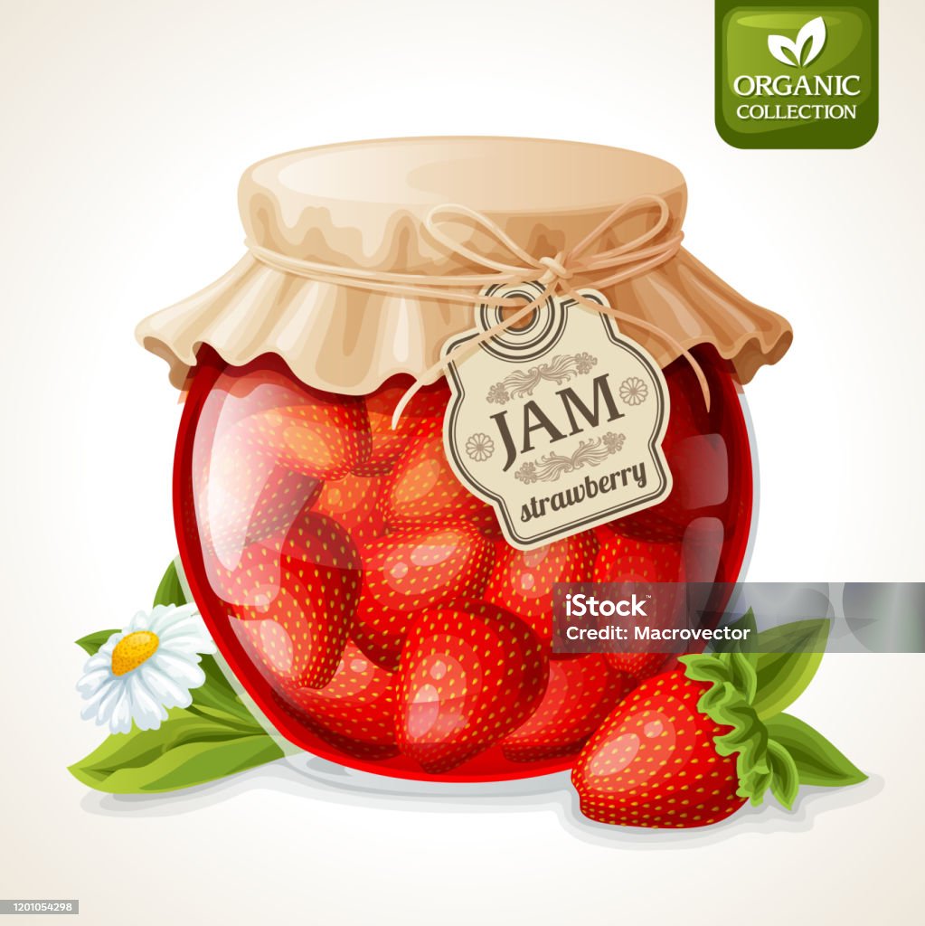 딸기 잼 개념에 대한 스톡 벡터 아트 및 기타 이미지 - 개념, 건강한 생활방식, 과일 - Istock