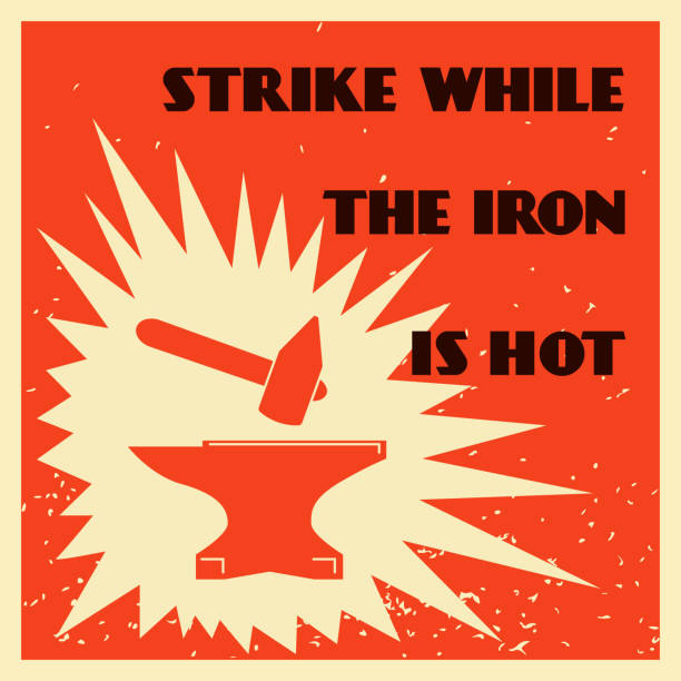 ilustrações de stock, clip art, desenhos animados e ícones de blacksmith poster - clothes iron 1970s