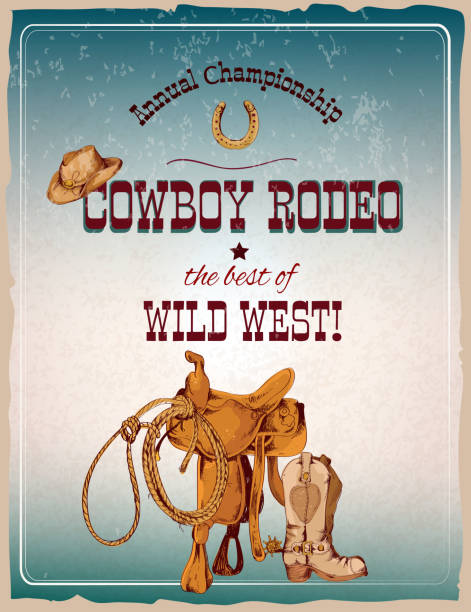 ilustraciones, imágenes clip art, dibujos animados e iconos de stock de cartel de rodeo - horseshoe backgrounds seamless vector