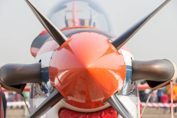 istock A Shiny Alaskan Plane Propeller. Shallow depth of field image with the front propeller of a light aircraft 1201059643