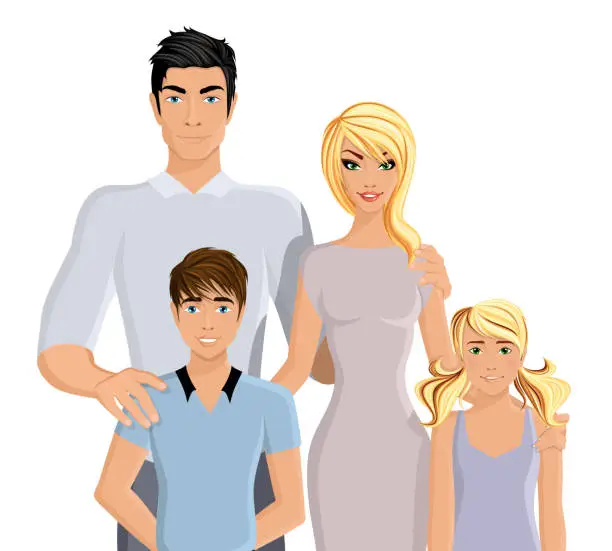 Vector illustration of happy family