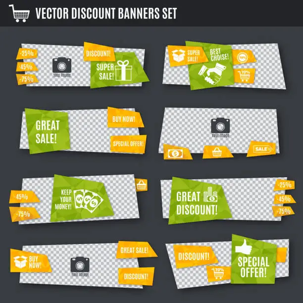 Vector illustration of discount banners set 1