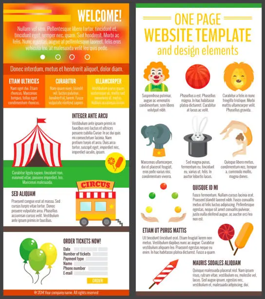 Vector illustration of circus one page website