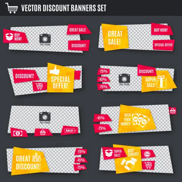 Vector illustration of discount banners set 4