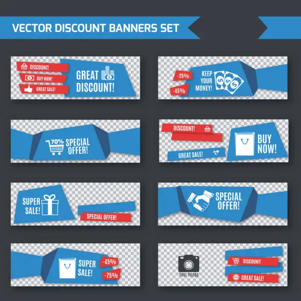 Vector illustration of discount banners set 5