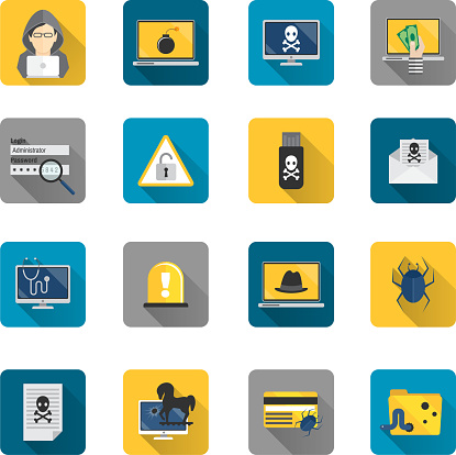 Hackersymbole Flach Stock Vektor Art und mehr Bilder von Fälschung