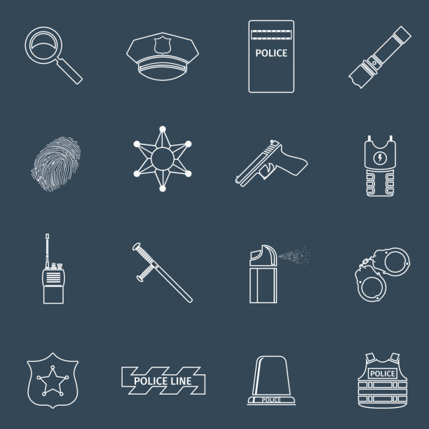 polizei-icons umriss - computer icon symbol police handcuffs stock-grafiken, -clipart, -cartoons und -symbole