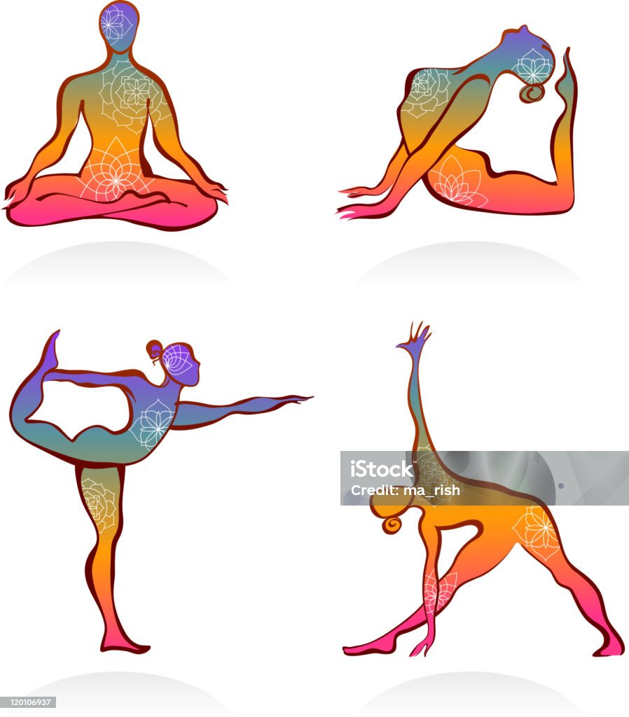 yoga asanas - Royalty-free Adulto arte vetorial