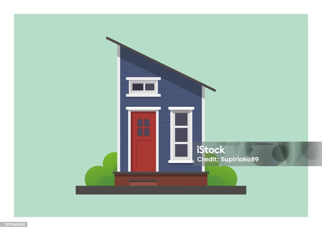 Wooden tiny house building. Simple illustration. simple illustration of a wooden tiny house building Tiny House stock vector