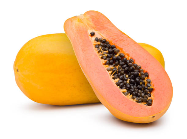 istock Ripe papaya isolated on white with clipping path. 1201071341