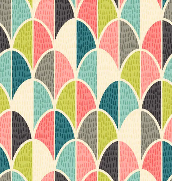 Vector illustration of Abstract mid-century overlapping egg pattern for easter and spring backgrounds, gift wrap, wallpaper.