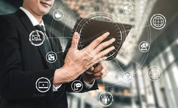 istock Social media and people network technology concept 1201074002