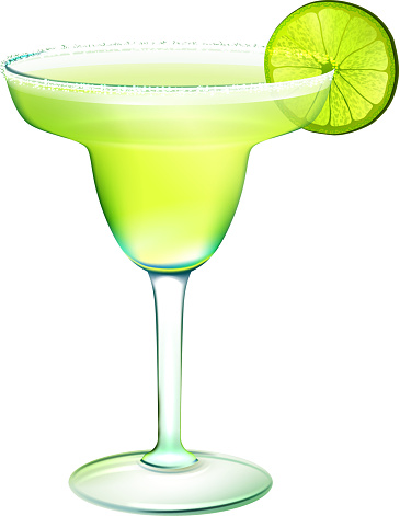 Margarita realistic cocktail in glass with lime slice isolated on white background vector illustration