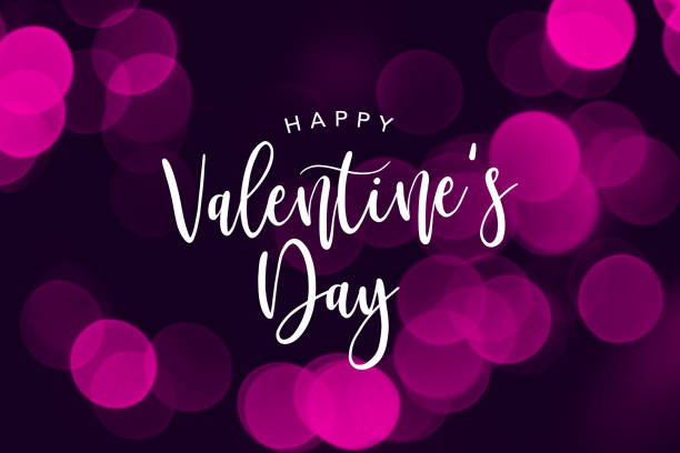 Happy Valentine's Day Holiday Text Over Pink Lights Background Happy Valentine's Day Holiday Text Over Pink Bokeh Lights Background greeting card white decoration glitter stock pictures, royalty-free photos & images
