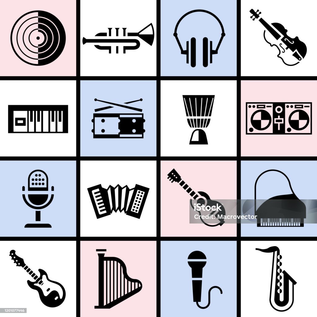 Black Instruments Color Musical Instruments Black Stock Illustration - Download Image Now ...
